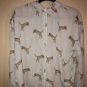 Tiger print long sleeve button down shirt ASOS